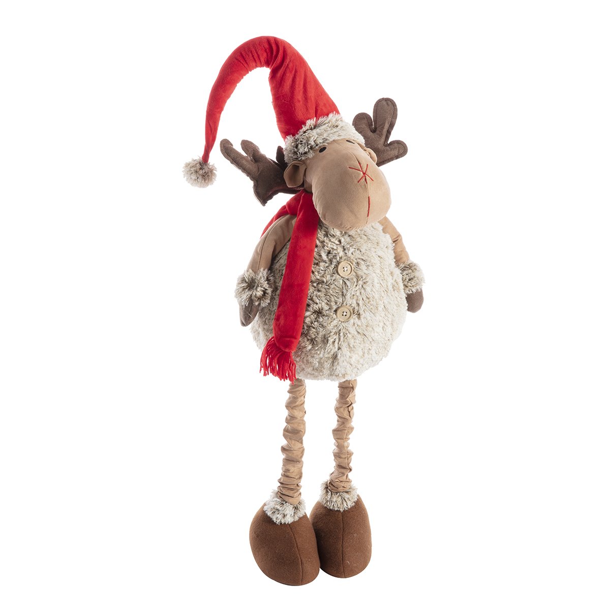 Figurine déco renne de Noël avec jambes extensibles rouge/gris 2667